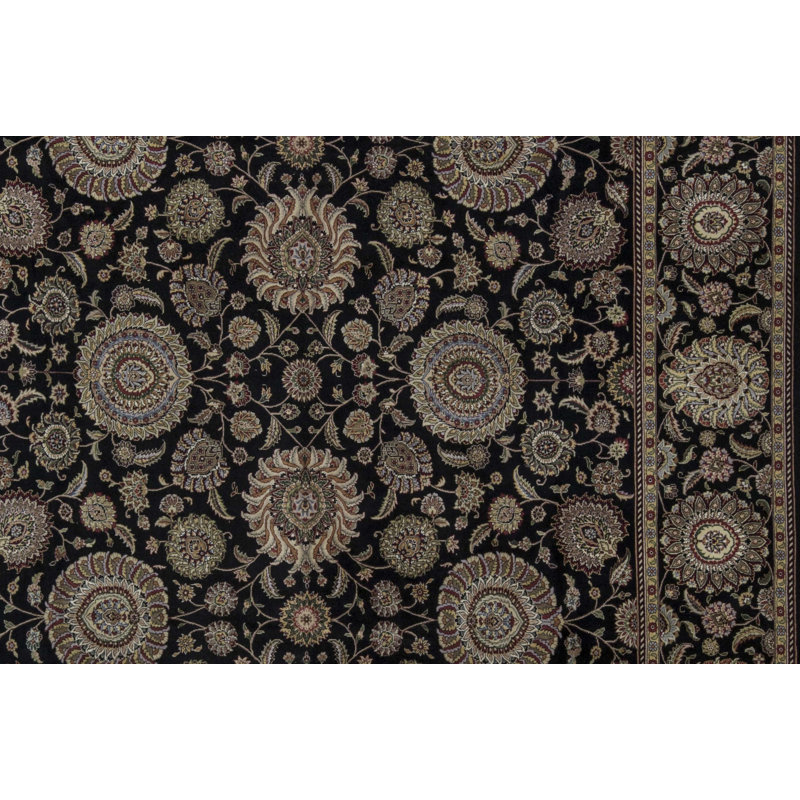 Hand-Knotted High-Quality Beige and Black Area Rug