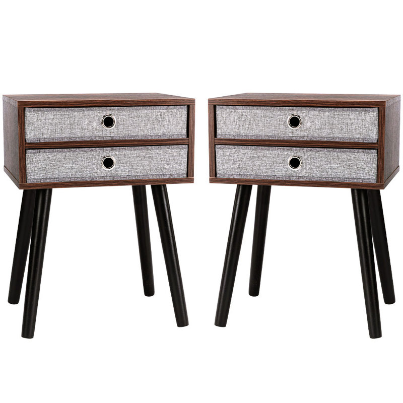 Nightstand, End Table with Fabric Storage Drawer Side Table for Bedroom