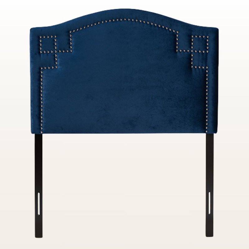 Montserrad Twin Royal Blue Velvet Nail Head Trim Upholstered Headboard, 56.04" H X 38.69" W X 2.16" D