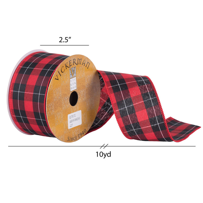 6.69'' Plaid Fabric Ribbon