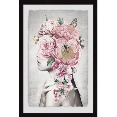 « floral cheveu », impression encadrée