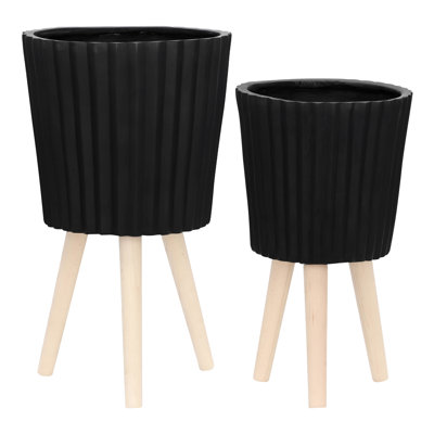 Élégant pot à fleurs noir de 10 po pour le salon et le jardin