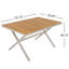 Table de salle à manger en teck avec structure en acier beige, table de patio rectangulaire de 55,12 po avec pieds en forme de X, résistante aux intempéries pour la cour, le jardin, la terrasse et la piscine
