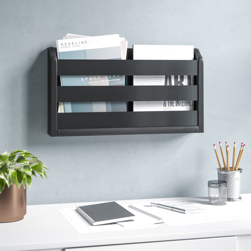 Poche Wood Free Standing Magazine Rack, Black