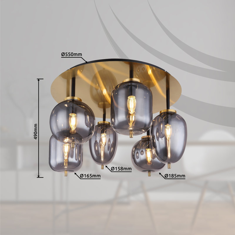 Mikasa Glass Flush Mount, Brass
