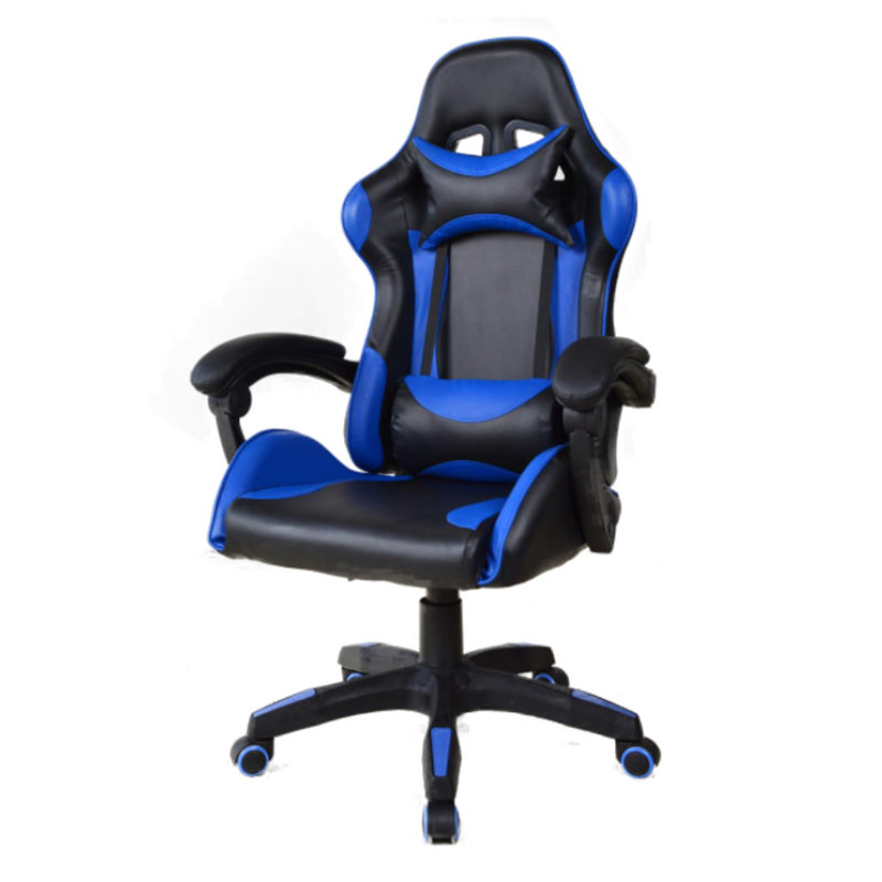 Inbox Zero Reclining Swiveling PC & Racing Game Chair, Black/Blue