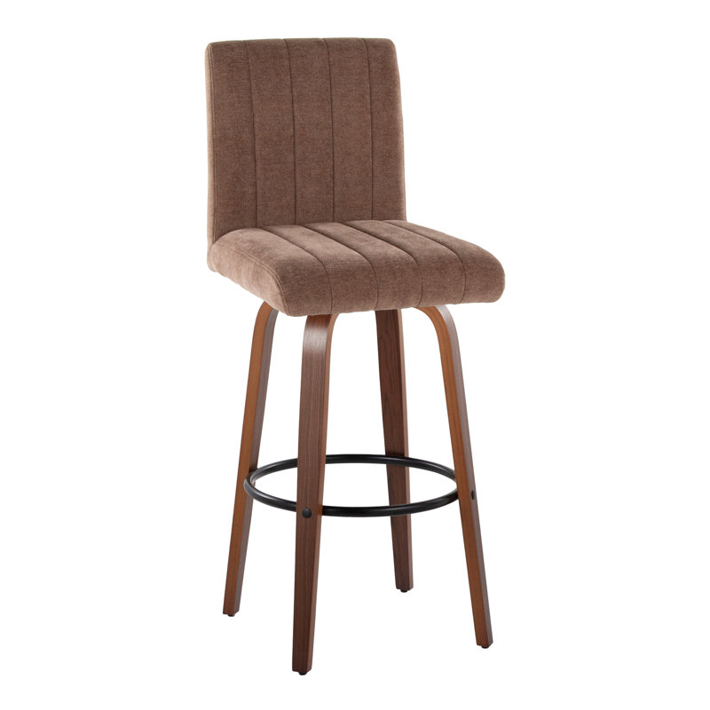 Tabouret de bar contemporain à hauteur fixe avec pivot, Brun, Noyer