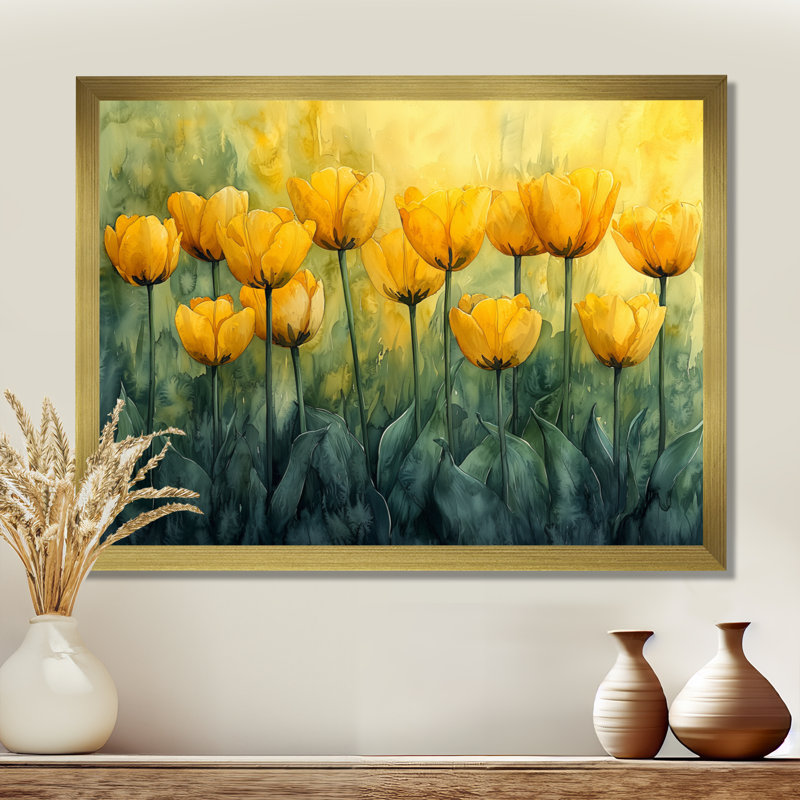 Lundell - Art mural floral, Reproduction encadrée d'une seule photo, H 12 po x l 20 po, Doré