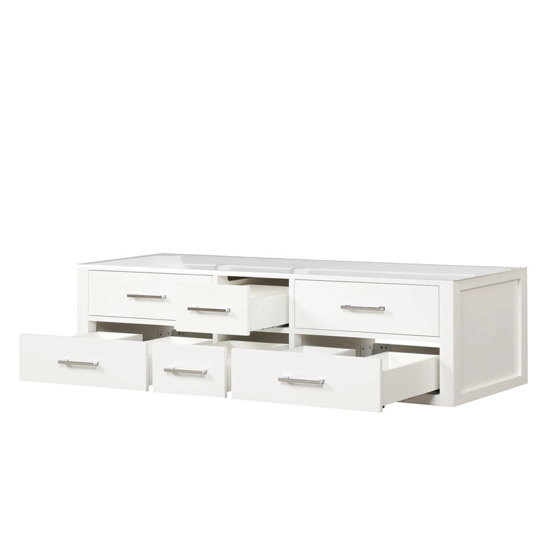 Meuble-lavabo double 72 po X P 22 po D, Blanc, Nickel brossé