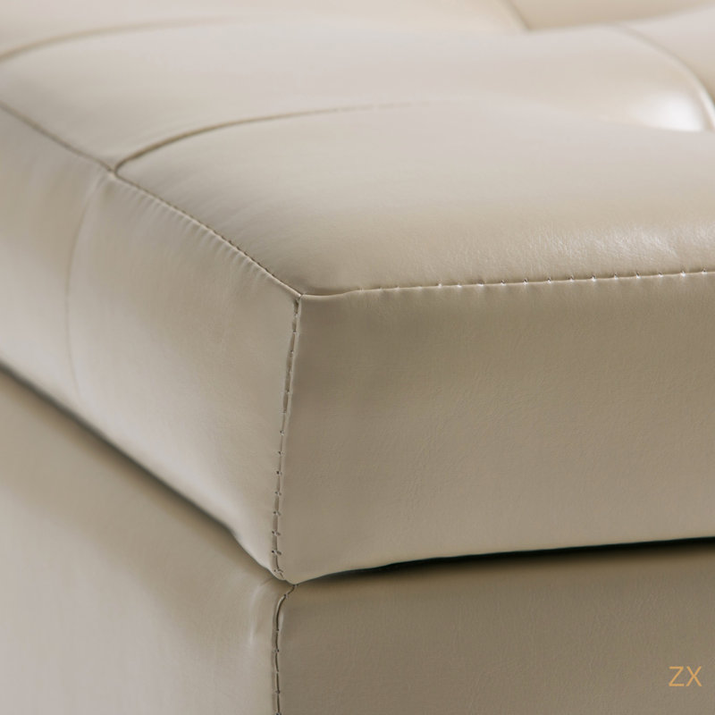 Cosmopoli - Repose-pieds avec rangement en bois massif et mousse haute densité, Beige