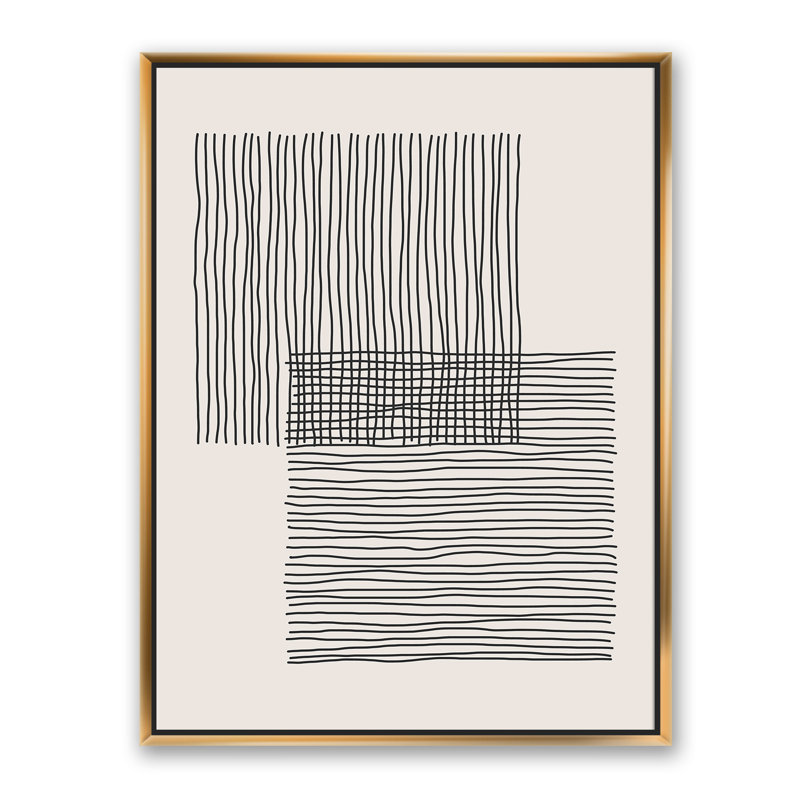 Minimal Geometric Lines and Squares II - reproduction sur toile, H 20 po x l 12 po x P 1 po, Toile encadrée d'or