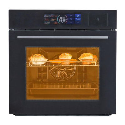 Fours muraux électriques 24 po, four électrique intégré avec 108 menus intelligents et 8 modes de cuisson, four mural simple à convection de 2,5 pieds cubes, commande tactile à DEL, fonction de friture d'air, acier inoxydable, certifié ETL