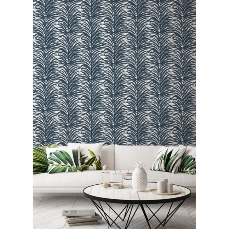 Rouleau de papier peint autocollant Deco Fern 3 m x 61 cm, Gris anthracite, Toile de ramie synthétique