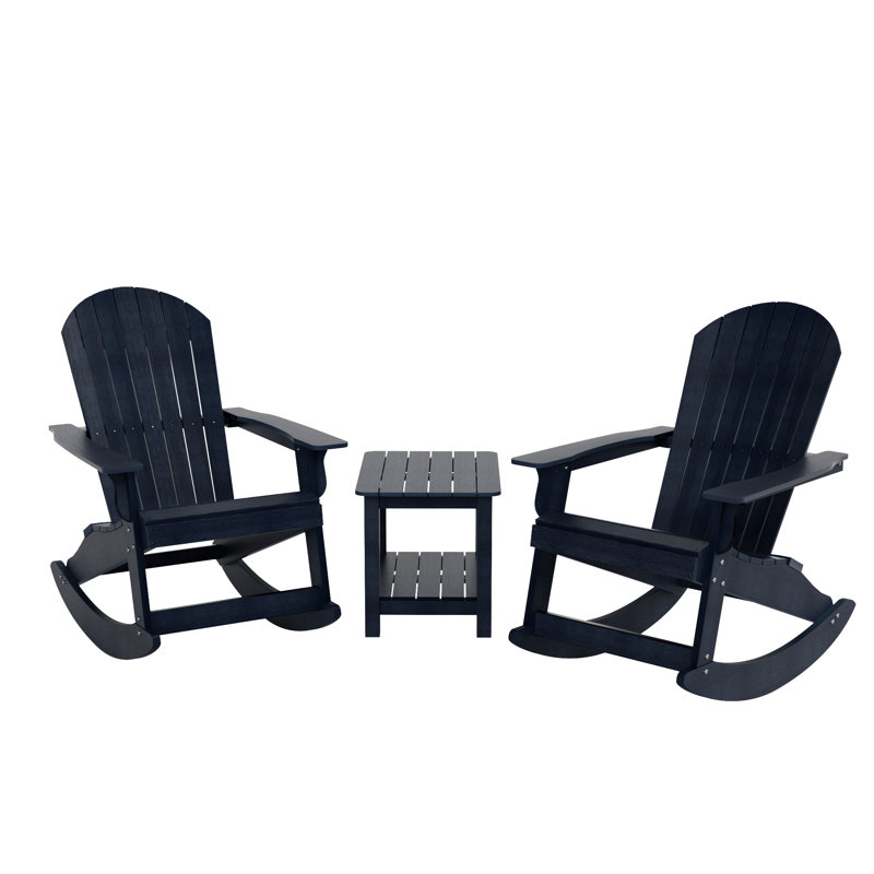 Arrlo 2 - Person Outdoor Adirondack Rocking Seating Set with Table, Navy