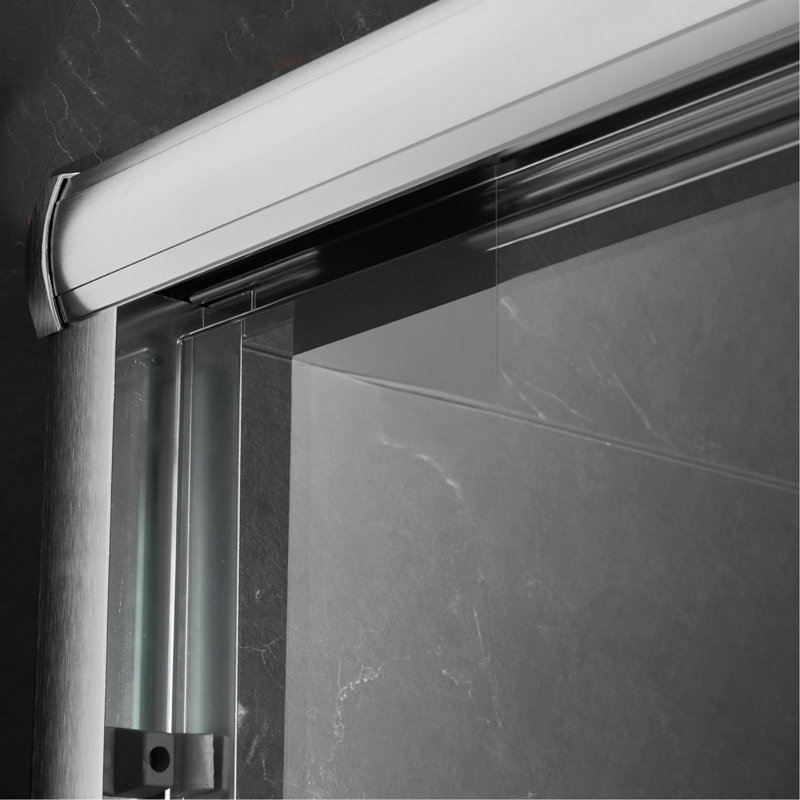 60'' W x 74'' H Frameless Sliding Shower Door with 6mm Tempered Glass, Brushed Nickel, Nickel
