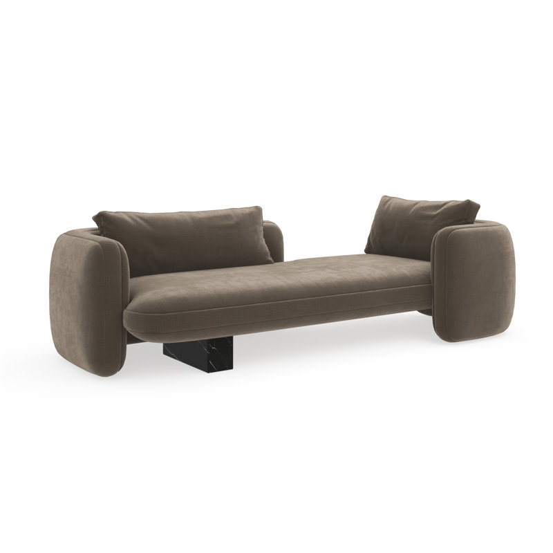 Caracole Velvet Chaise Lounge, Brown, Black