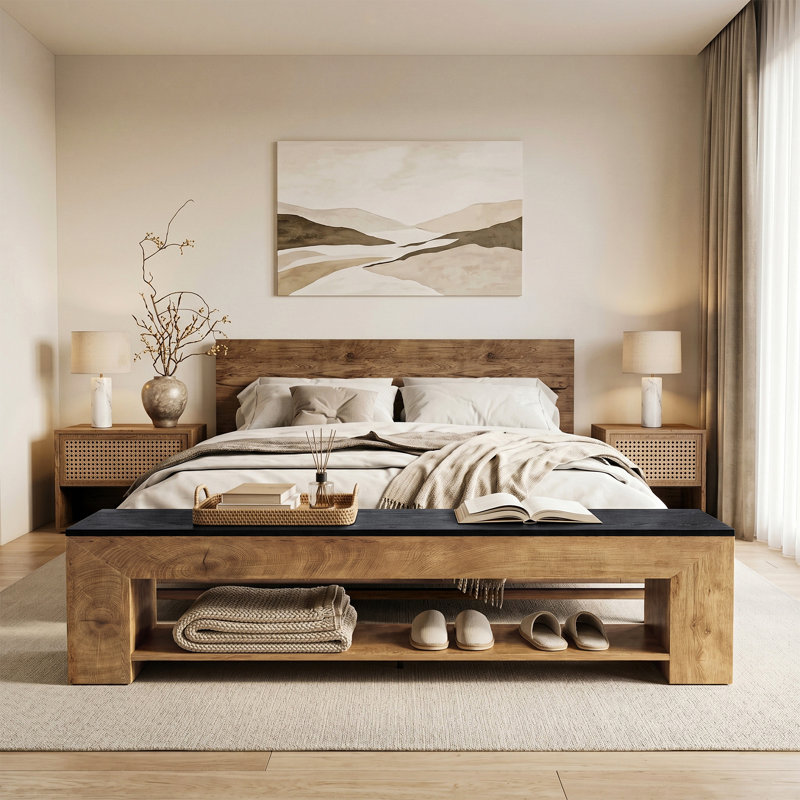 Banc d'entrée 71 po, banc à chaussures avec tablette de rangement 71 po, Rustic Brown