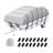 Pontoon Boat Cover, Waterproof Trailerable Pontoon Cover, 800D Marine Grade PU Oxford Fabric, with Motor Cover, 16 Windproof Buckle Straps, Grey-113069275
