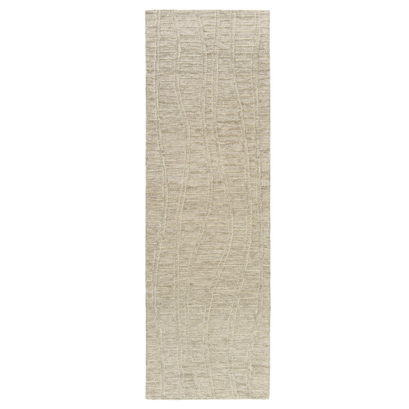 Casual High-Low Handmade Natural Wool Indoor Area Rug, Runner 2'6" x 8'