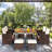 Negril 8 - Person Acacia Wicker Patio Dining Set with Square Table , Cushions Included-2047571665