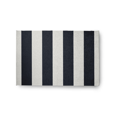Lucene Striped Flatweave White/Navy Area Rug