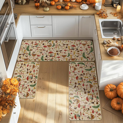 Floral Polyester Non-Skid Kitchen Mat