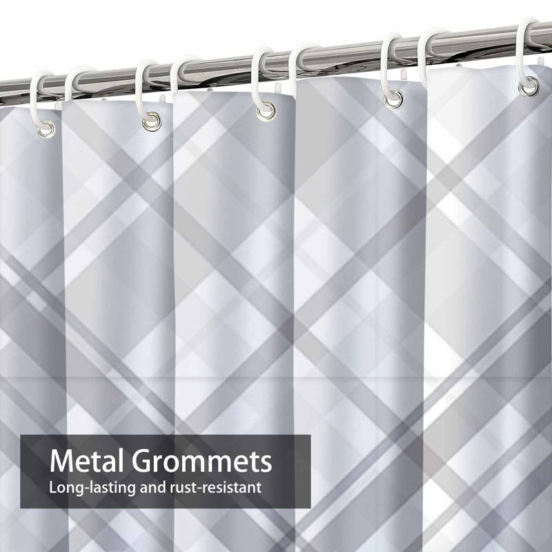 Rideau de douche sans couture à motif abstrait gris clair avec 12 crochets, L 72 po x l 84 po