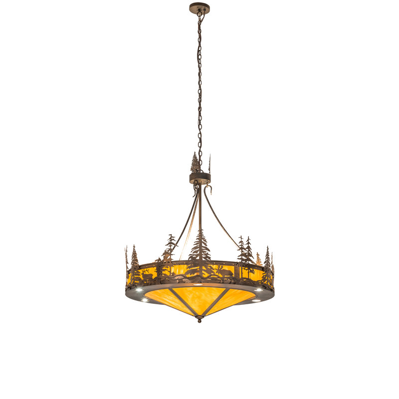 40" Wide Wildlife At Dusk Inverted Pendant