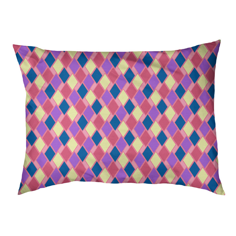Coussin de diamants rétro Byrge, Moyen (L 29,5 po x P19,5 po x H 9,5 po), Rose / Mauve