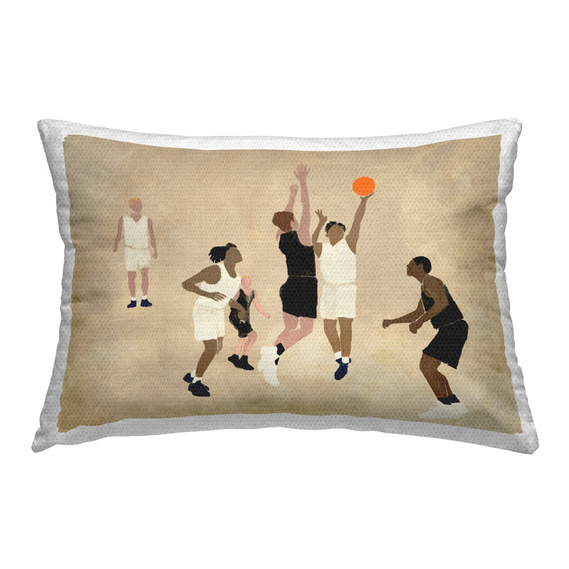 Coussin d'extérieur imprimé Athlètes jouant au basketball par Daphne Polselli