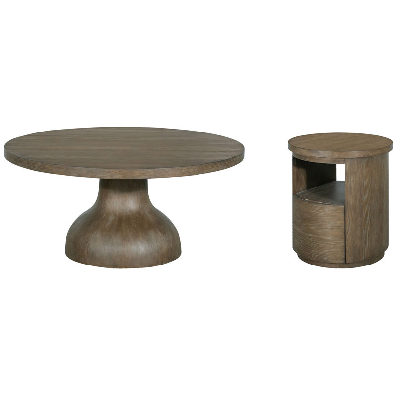 Eastpointe Round Cocktail Table With End Table, Brown, 2 Pieces: Coffee Table, End Table
