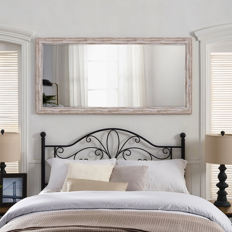 Sailee Rectangle Full Length Mirror, Faux Wood Farmhouse Mirror, Floor Mirror, Rustic White