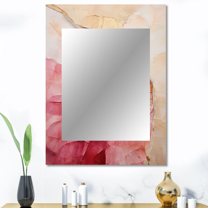 Beige Pink Minimalism Spiral Poteries - Abstract Spirals Mirror, Modern Unique Wall Mirror, Printed Metal Art, 40" x 30"
