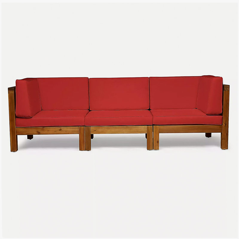 Ensemble de canapé modulaire d'extérieur à 3 places Brava, rouge, Rouge