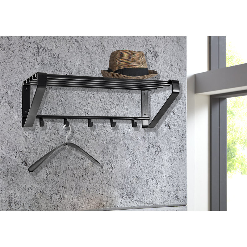 Metal Wall 5 - Hook Wall Mounted Coat Rack, Black