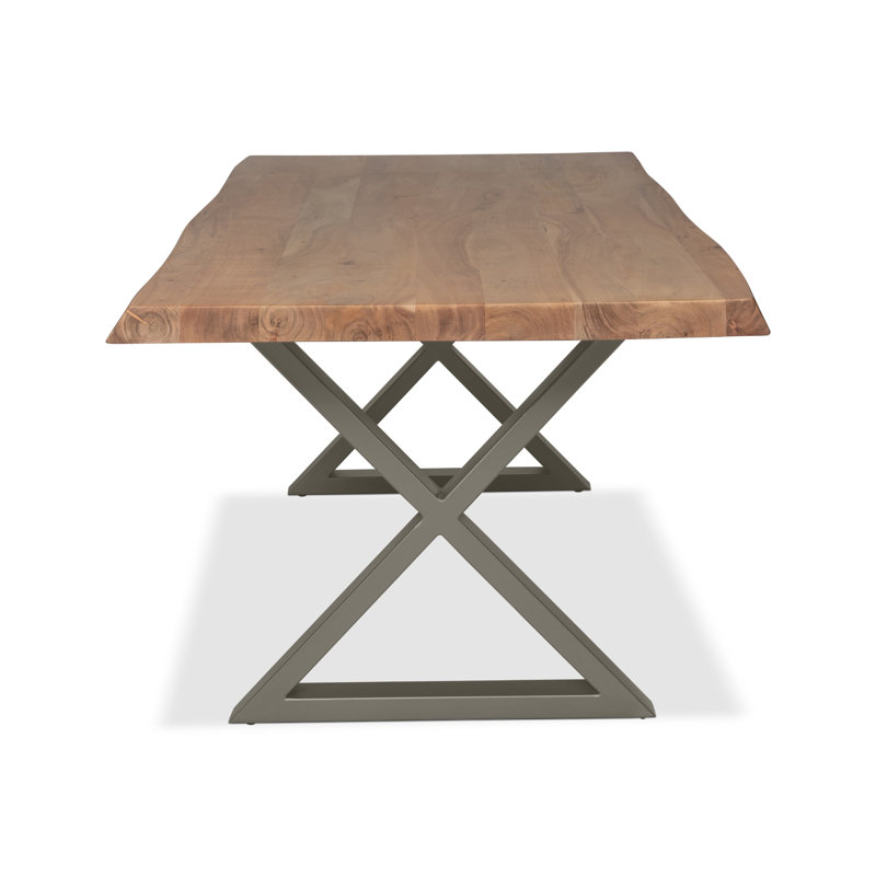 Brooks X Base Dining Table, 29.75"H x 79"L x 40"W, Teak, Pewter