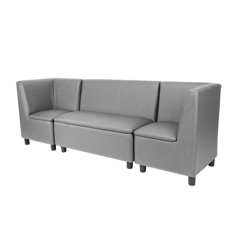 Kid Comfort Collective Modular Corner Chairs with Sofa, 3-Piece Set - Gray, Gray