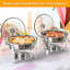 Ensemble de 5 chauffe-plat ronds en acier inoxydable avec couvercle en verre et 2 supports de couvercle