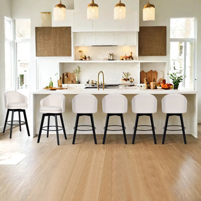 29.5" Swivel Upholstered Barrel Bar Stools