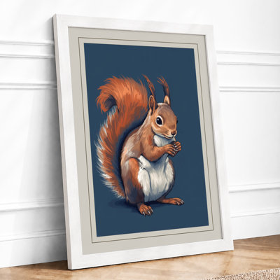 Poised Squirrel Rustic - Framed Print