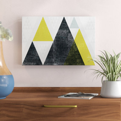 Mod Triangles I Yellow Black 1 Piece Painting on Canvas