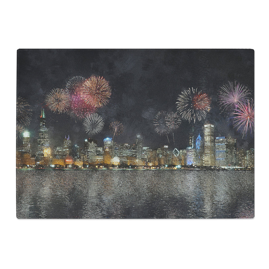 Tempered Glass Fireworks Above the Chicago Chopping Board