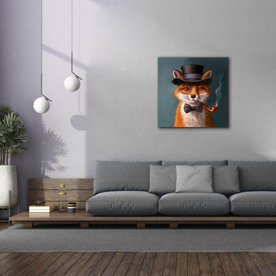 Toile épique Graffiti «The charmant Mr. Fox» par Lucia Heffernan, 37 po x 37 po