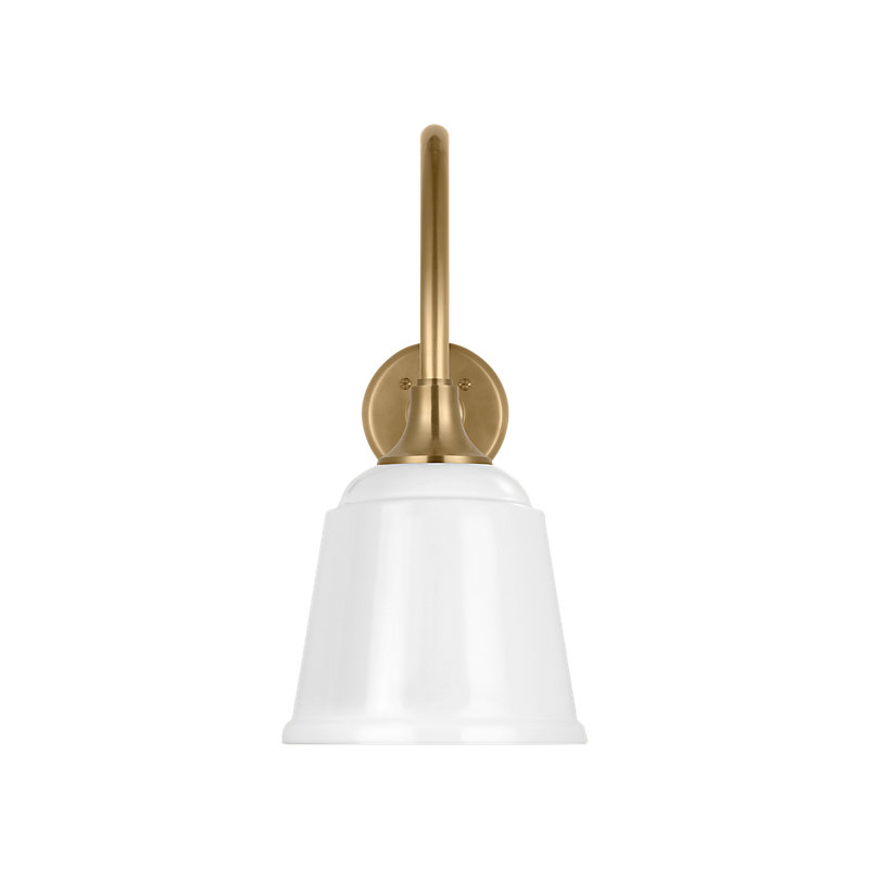Thomas O'Brien 1 - Light Outdoor Barn Light, 18" H x 8" W x 26.5" D, Hand-Rubbed Antique Brass, White