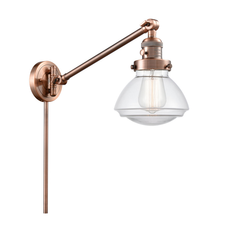 Lampe murale avec bras pivotant 1 lumière Chesterville, Incandescent, Transparent, Cuivre antique