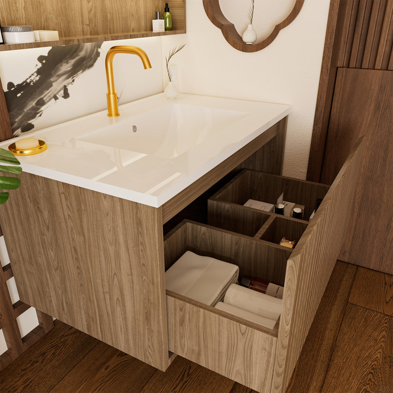 Armoire de meuble-lavabo 30 po sans lavabo en céramique, Chêne brun