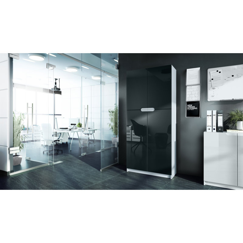 Mazeppa 4 -Door 4 -Shelf, Matt white/Black