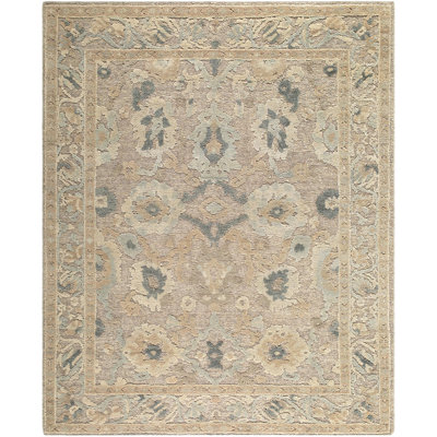 Oklahoma Hand Knotted Wool Ikat Area Rug in Beige