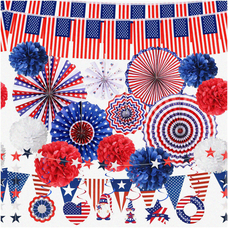 Patriotic Party Decorations 23pcs Red White Blue