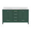 Meuble-lavabo 60 po, meuble-lavabo avec cadre en bois massif, comptoir autoportant avec double cuve vert